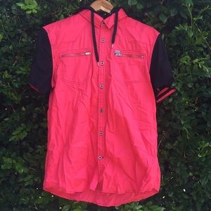 Men’s Size Medium Hooded Button Up Shirt